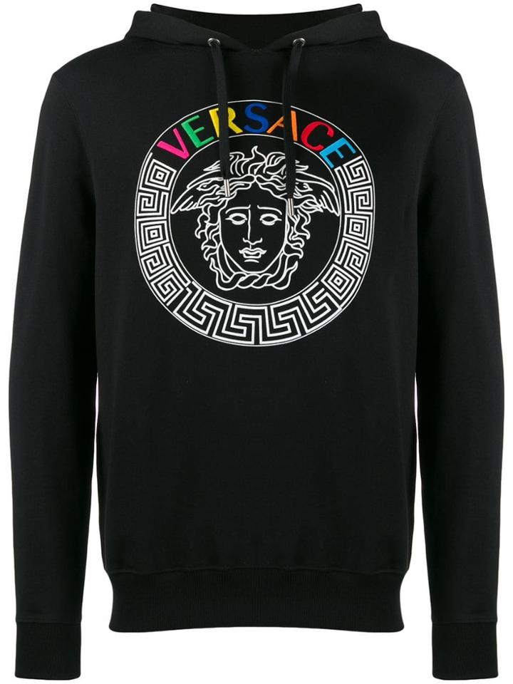 Versace Medusa Logo Print Hoodie - Black