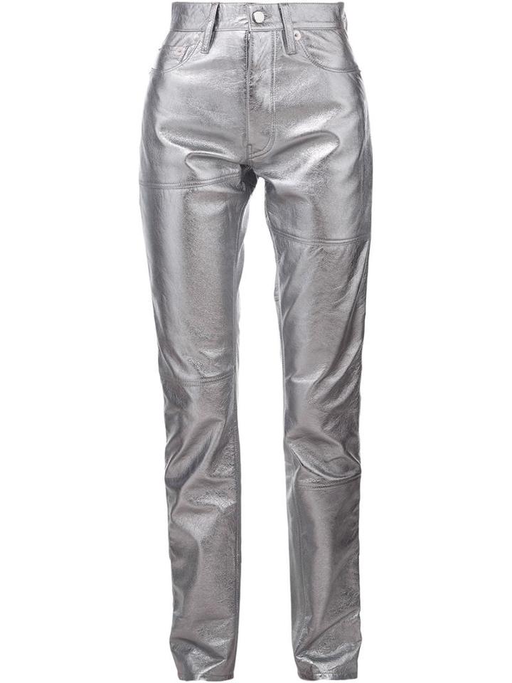 Nicopanda Metallic (grey) Trousers, Women's, Size: 26, Leather
