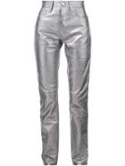 Nicopanda Metallic (grey) Trousers, Women's, Size: 26, Leather