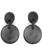 Monies Disc Clip-on Earrings, Women's, Black, Wood/acrylic