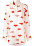 Victoria Victoria Beckham Lips Print Loose-fit Shirt, Women's, Size: 8, Nude/neutrals, Silk/polyester