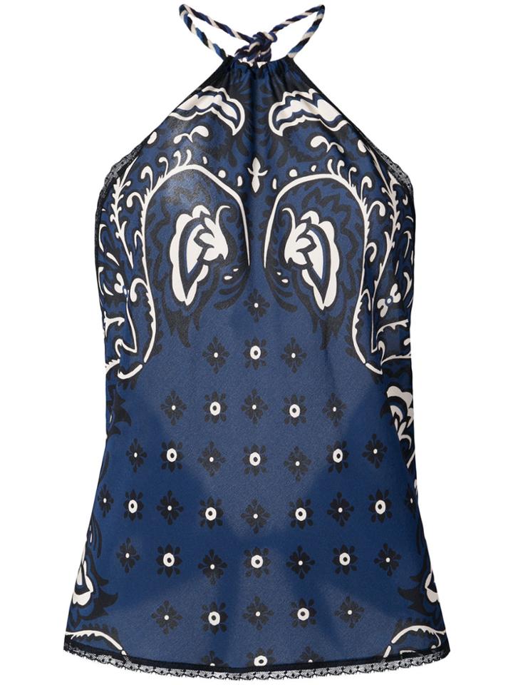 Red Valentino Floral Halterneck Blouse - Blue