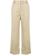 Prada Wide-legged Cropped Trousers - Brown