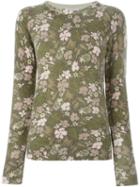 Equipment Floral Print Jumper, Women's, Size: Xs, Green, Cashmere