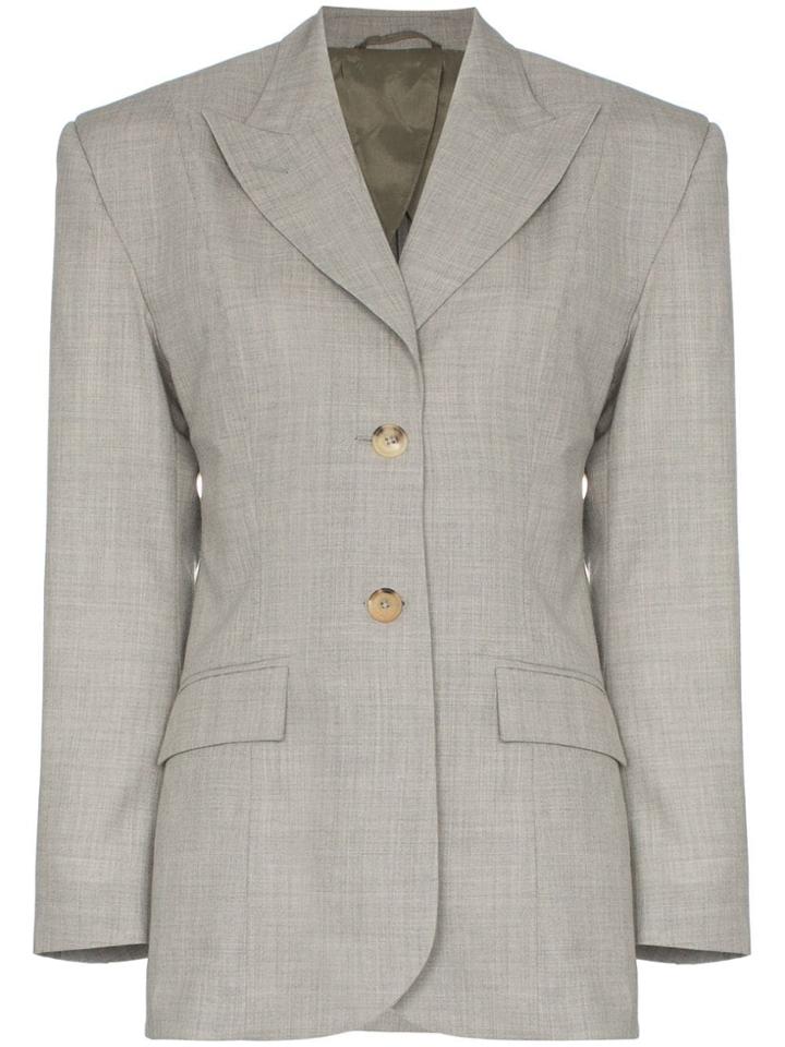 Wright Le Chapelain Single-breasted Tailored Blazer - Grey