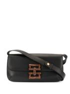 Salvatore Ferragamo Pre-owned Wood Logo Shoulder Bag - Black