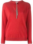 Brunello Cucinelli Keyhole Detail Jumper, Women's, Size: Xs, Red, Cashmere/brass