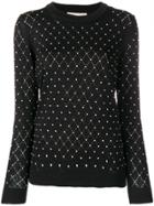 Michael Michael Kors Embellished Diamond Knit Sweater - Black