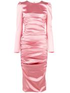Dolce & Gabbana Satin Ruched Dress - Pink & Purple