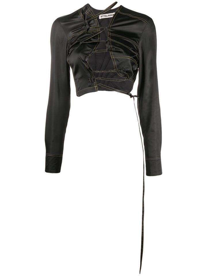 Ottolinger Satin Lace-up Shirt - Black