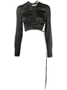 Ottolinger Satin Lace-up Shirt - Black