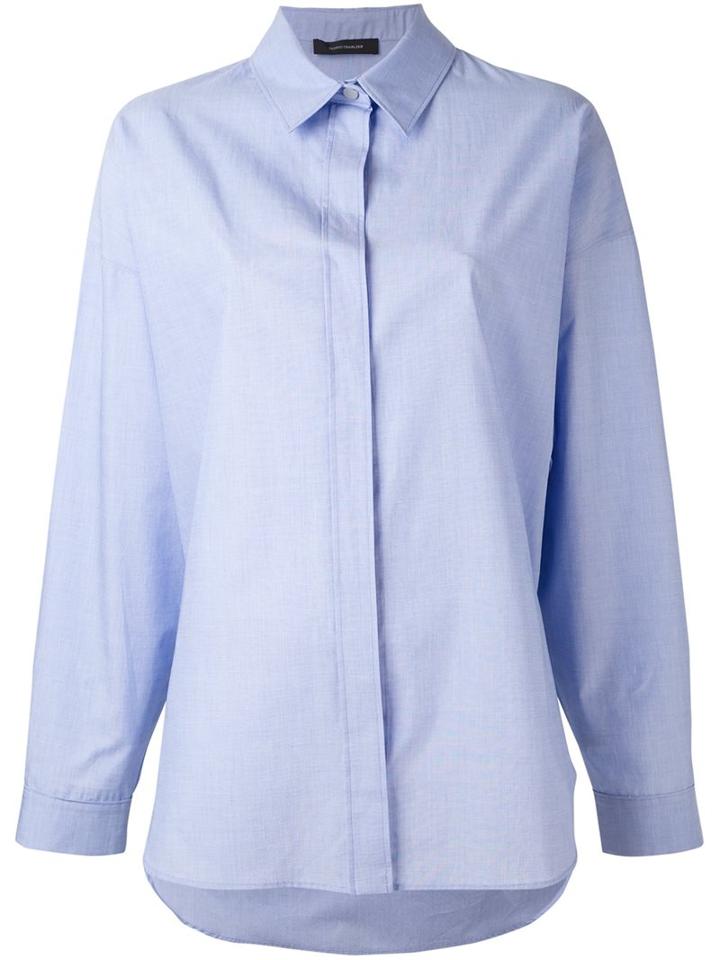 Cédric Charlier Boxy Shirt, Women's, Size: 38, Blue, Cotton