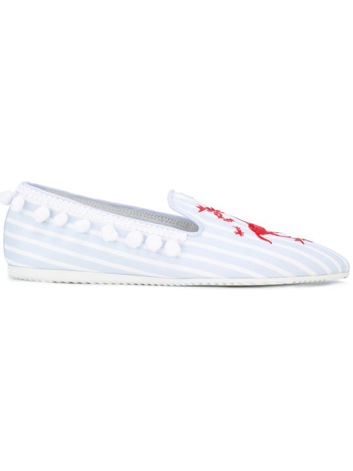 Joshua Sanders Unicorn Embroidered Slip-on Loafers - Blue