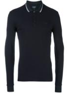 Armani Jeans Longsleeved Polo Shirt, Men's, Size: Small, Blue, Cotton/spandex/elastane