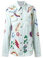 Isabela Capeto Embroidered Denim Shirt, Women's, Size: 40, Blue, Cotton