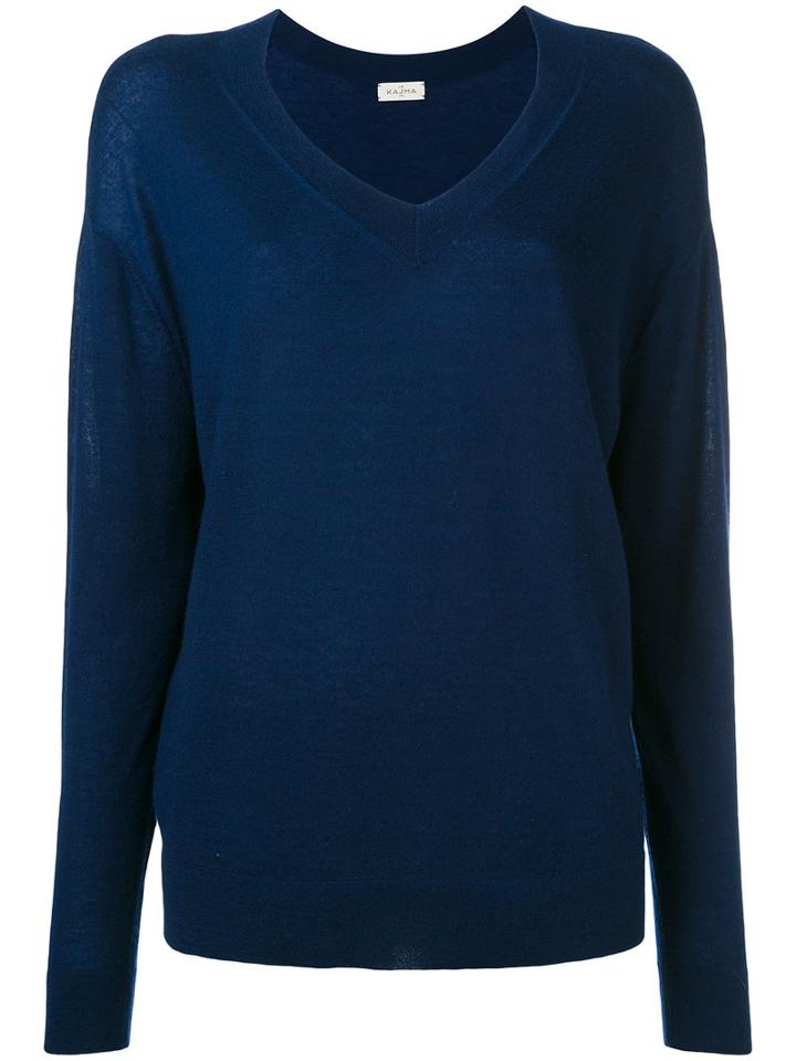 Le Kasha - V-neck Jumper - Women - Cashmere - S, Blue, Cashmere