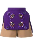 Delpozo Layered Floral Embellished Shorts, Women's, Size: 36, Purple, Virgin Wool/acetate/viscose