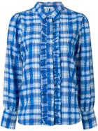 Ganni Checked Ruffle Blouse - Blue