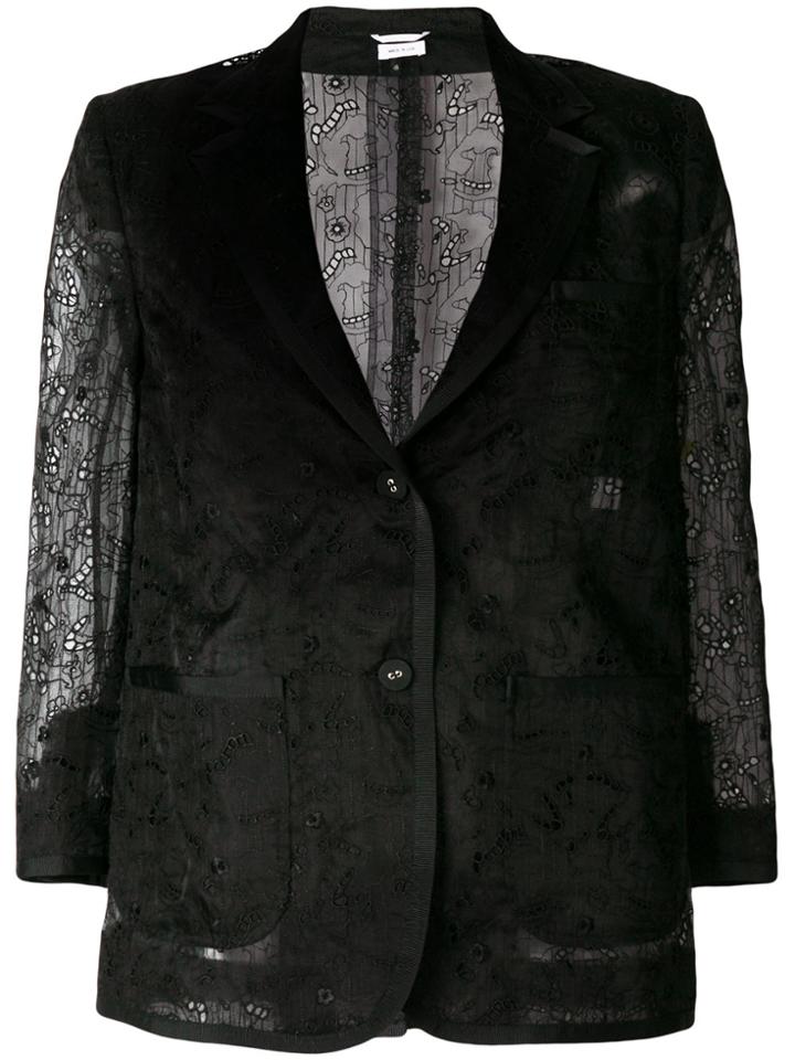 Thom Browne Single Breasted Sack Jacket With Grosgrain Tipping In