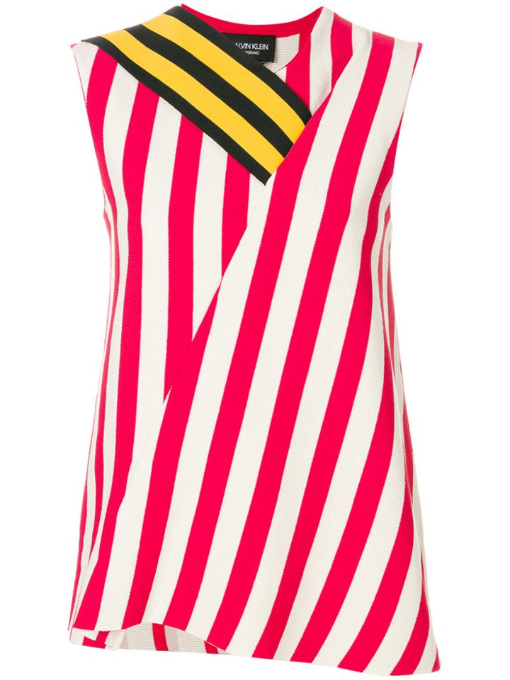 Calvin Klein 205w39nyc Asymmetric Striped Top - White
