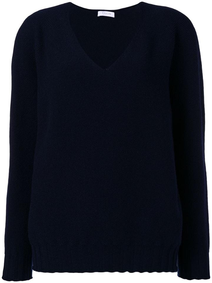 Cruciani Boxy V-neck Sweater - Blue