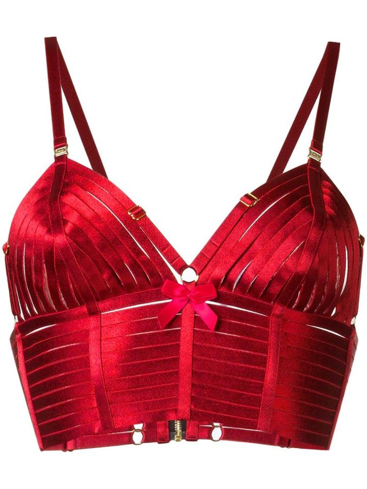 Bordelle Bondage Belle Crop Top, Size: Large, Red, Polyamide/spandex/elastane