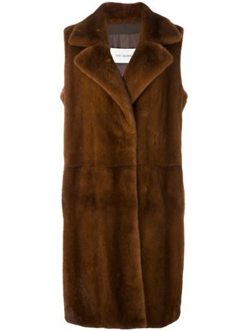 Yves Salomon Sleeveless Mink Fur Coat, Women's, Size: 36, Brown, Mink Fur/silk