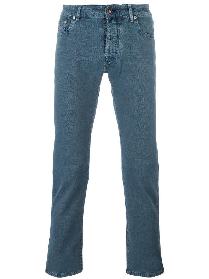 Jacob Cohen Jacquard Skinny Trousers, Men's, Size: 31, Blue, Cotton/spandex/elastane