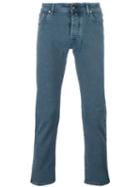 Jacob Cohen Jacquard Skinny Trousers, Men's, Size: 31, Blue, Cotton/spandex/elastane