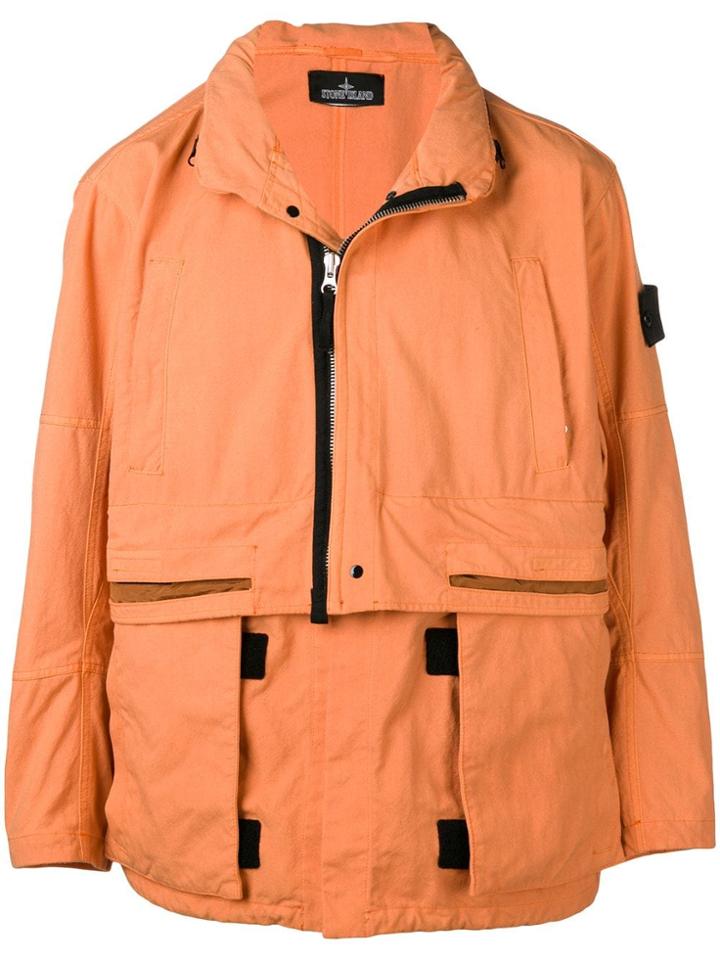 Stone Island Shadow Project Layered Parka Coat - Orange