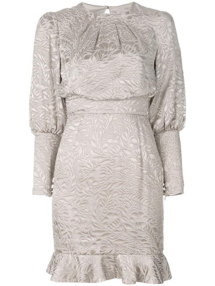 Misha Collection Floral Cinched Dress - Grey