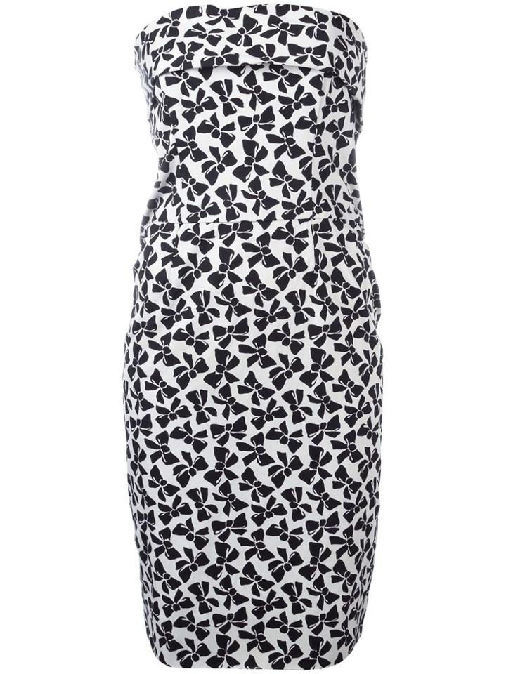 Yves Saint Laurent Vintage Bow Print Strapless Dress - White