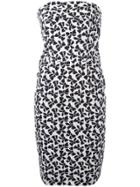 Yves Saint Laurent Vintage Bow Print Strapless Dress - White