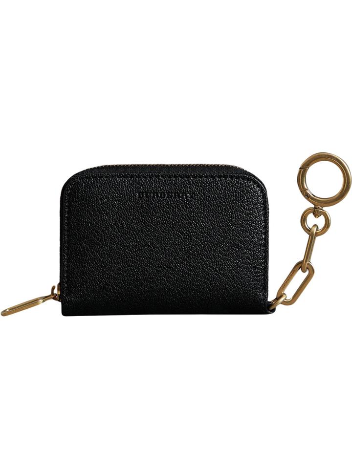 Burberry Link Detail Leather Ziparound Wallet - Black