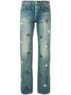 Tu Es Mon Trésor Bijoux Flower Jeans Short Length - Blue