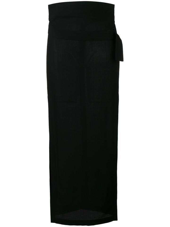 Ann Demeulemeester Side Slit Midi Skirt - Black