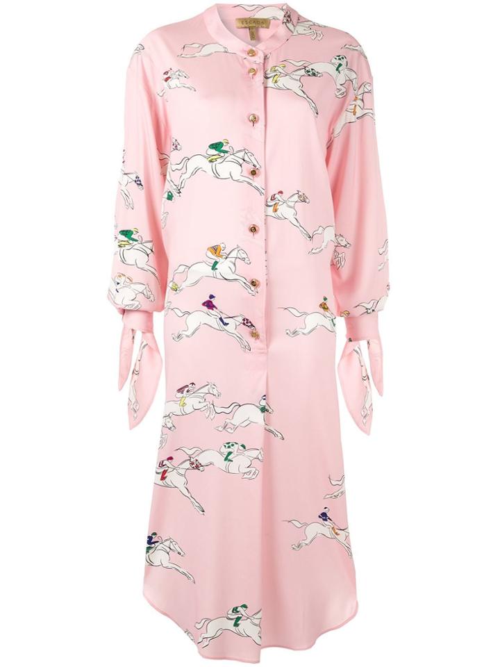 Escada Silk Printed Shirt Dress - Pink