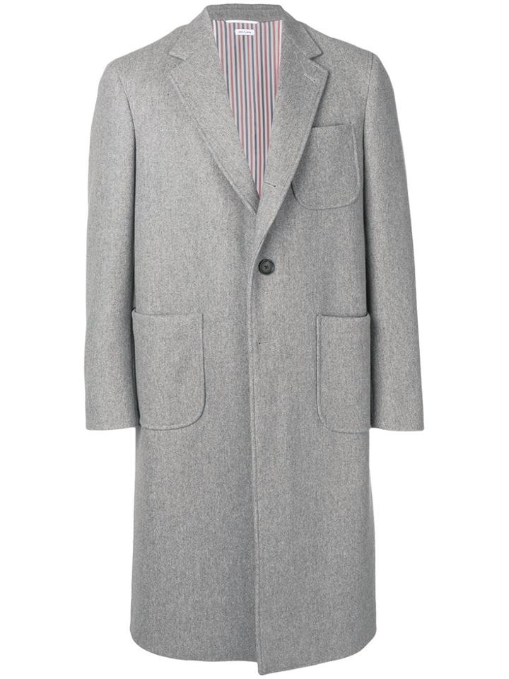 Thom Browne Lace-up Melton Overcoat - Grey