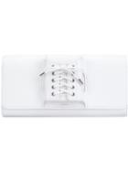 Perrin Paris Tie Up Handle Clutch, Women's, White, Leather