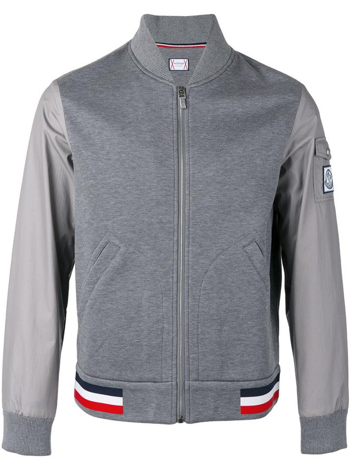 Moncler Gamme Bleu - Contrast Sleeve Bomber Jacket - Men - Cotton/polyamide/cupro - L, Grey, Cotton/polyamide/cupro