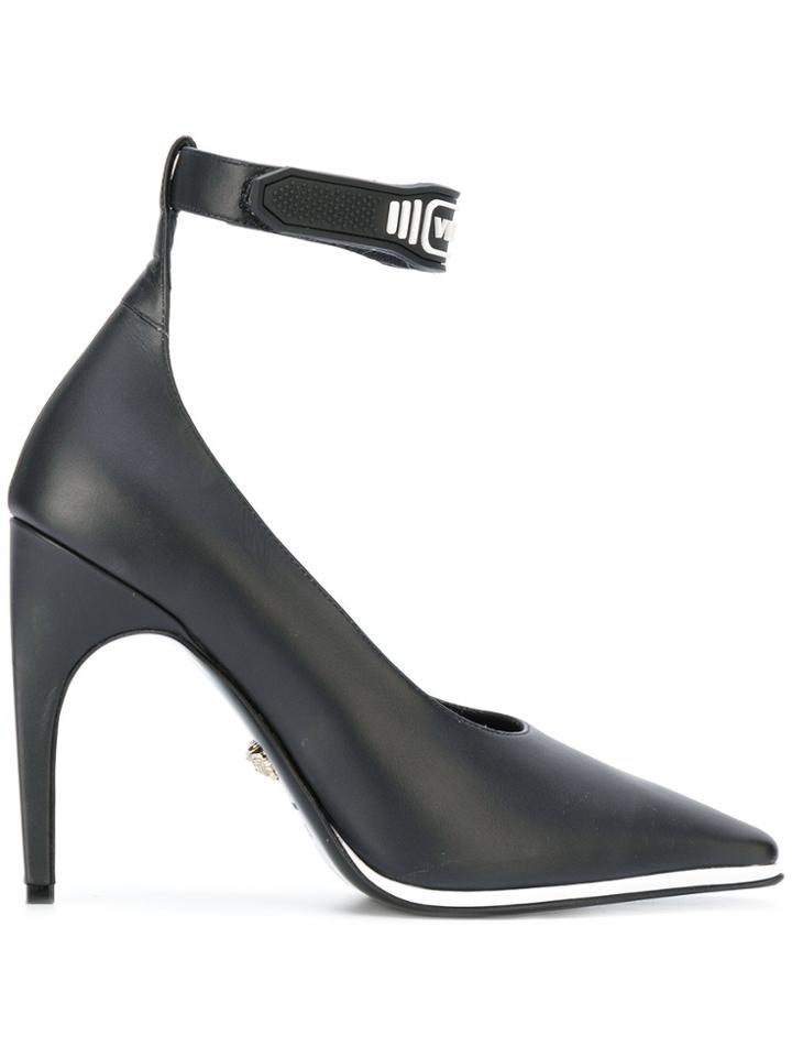 Versace Logo Embossed Pumps - Black