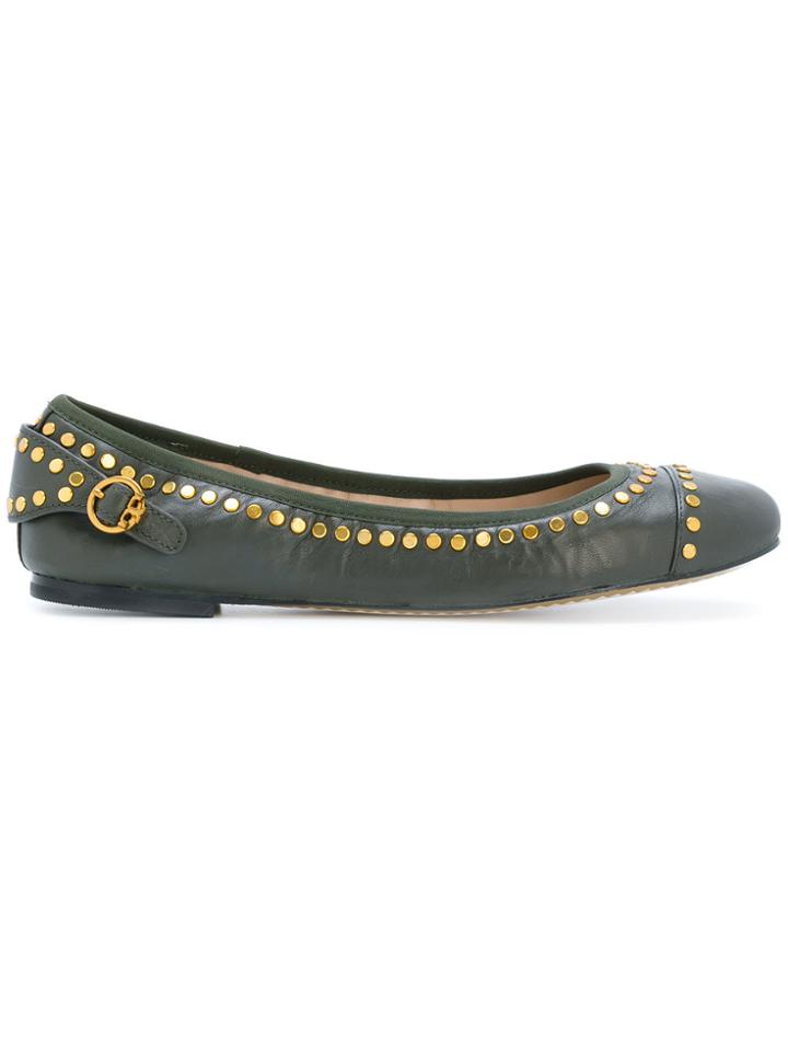 Tory Burch Holden Studded Ballet Flats - Green