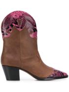 Paris Texas Cowboy Style Ankle Boots - Brown