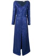 Nina Ricci Sequin Stripes Metallic Dress - Blue