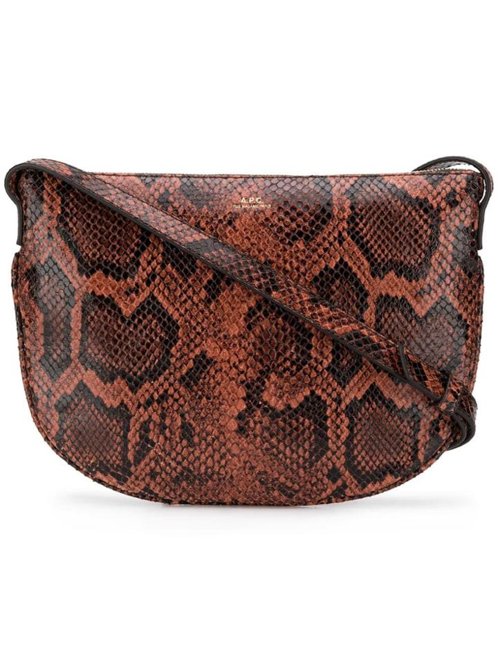 A.p.c. Snakeskin-effect Crossbody Bag - Brown