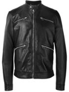 Philipp Plein Band Collar Jacket, Men's, Size: Large, Black, Sheep Skin/shearling/viscose