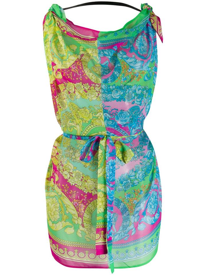 Versace Draped Neck Dress - Blue