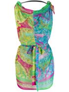 Versace Draped Neck Dress - Blue