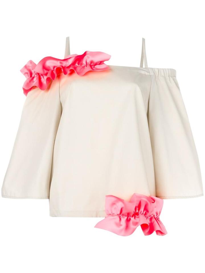 Paskal Ruffle Detail Top, Women's, Size: Xs, Nude/neutrals, Polyester/cotton/spandex/elastane