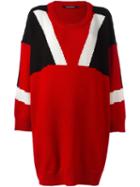 Neil Barrett Colour Block Knit Dress, Women's, Size: Xxs, Red, Wool